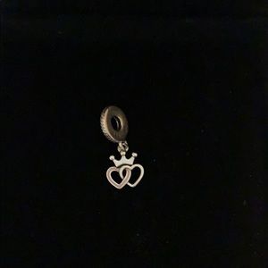 Pandora Double Heart Pink Crown Charm